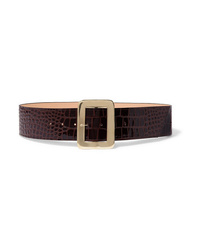 Dark Brown Print Leather Waist Belt