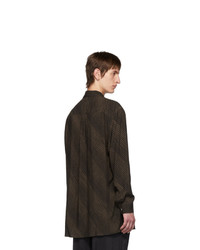 Lemaire Brown And Black Satin Shirt