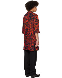 LU'U DAN Red Black Psychedelic Leopard Shirt