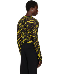 LU'U DAN Black Yellow Psychedelic Tiger Long Sleeve T Shirt