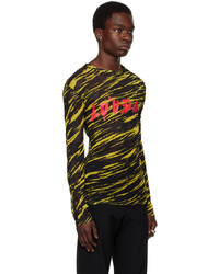 LU'U DAN Black Yellow Psychedelic Tiger Long Sleeve T Shirt