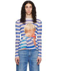 JW Anderson Blue White Boy With Apple Long Sleeve T Shirt