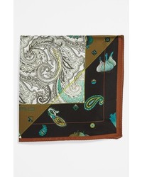 Etro Silk Pocket Square Brown One Size