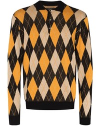 Dark Brown Print Polo Neck Sweater