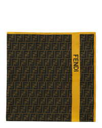 Fendi Brown And Yellow Forever Logo Scarf