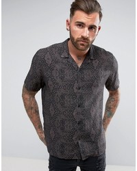 Asos Regular Fit Vintage Lace Print With Revere Collar