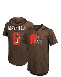 Majestic Threads Fanatics Branded Baker Mayfield Brown Cleveland Browns Player Name Number Tri Blend Hoodie T Shirt At Nordstrom
