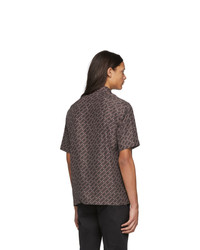 Fendi Brown Silk Stripe Karligraphy Shirt