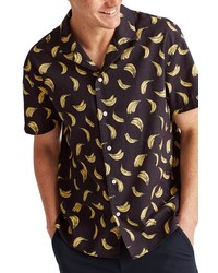 Bonobos Cabana Banana Short Sleeve Linen Cotton Button Up Camp Shirt
