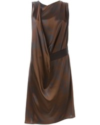 Dark Brown Print Silk Dress