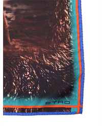Etro Bear Printed Silk Satin Pocket Square