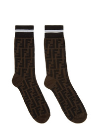 Dark Brown Print Socks