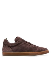 Dark Brown Print Suede Low Top Sneakers