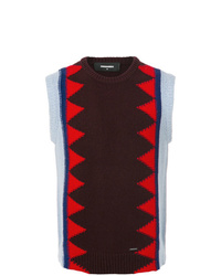 Dark Brown Print Sweater Vest