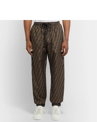 Fendi Tapered Logo Print Shell Drawstring Trousers
