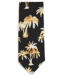Topman Black And Stone Palm Print Tie