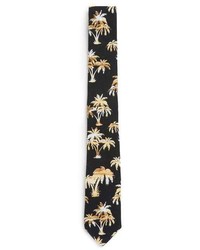 Topman Black And Stone Palm Print Tie