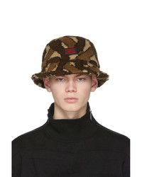 Dark Brown Print Wool Bucket Hat