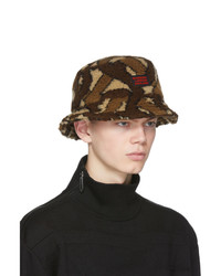 Burberry Brown Fleece Monogram Bucket Hat