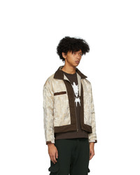 Youths in Balaclava Brown And Beige Logo Jacket