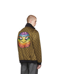 Gucci Brown And Black Gg Eagle Track Jacket