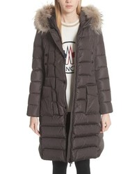 Moncler Khloe Water Resistant Nylon Down Puffer Parka With Removable Genuine Fox