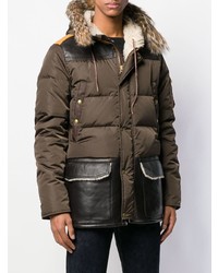 Schott Leather Panelled Puffer Jacket