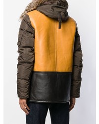 Schott Leather Panelled Puffer Jacket