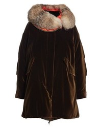 Moncler Tadorne Velvet Down Coat With Genuine Fox