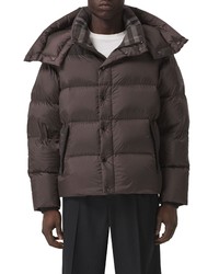 Burberry Leeds Convertible Hooded Down Puffer Jacket And Vest In Dark Peat Brown At Nordstrom
