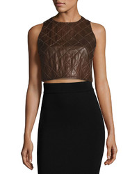 Brunello Cucinelli Soft Quilted Leather Crop Top Fox