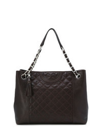 Dark Brown Quilted Leather Tote Bag