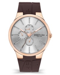 Kenneth Cole Sport Silicone Watch In Brown At Nordstrom