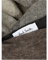 Paul Smith Brown Checked Lambs Wool Blanket Scarf