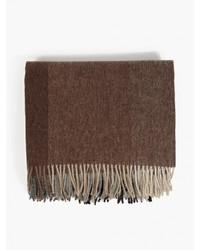Paul Smith Brown Checked Lambs Wool Blanket Scarf