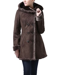 Chocolate Cindy Hooded Faux Shearling Coat