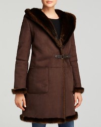 Lauren Ralph Lauren Francoise Faux Shearling Drape Front Coat
