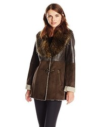 Jessica Simpson Faux Shearling Coat With Faux Fur Collar
