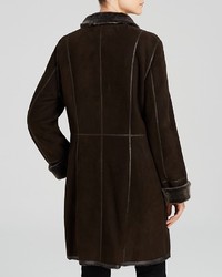 Maximilian Stand Collar Lamb Shearling Coat With Leather Trim