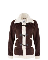 bpc bonprix collection Light Shearling Style Jacket In Brownecru Size 16