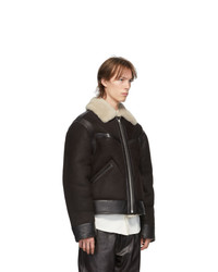 Lemaire Brown Shearling Aviator Jacket