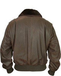 Forzieri Dark Brown Genuine Leather Bomber Jacket