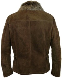 Forzieri Dark Brown Shearling Jacket Wfur Collar