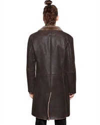 John Varvatos Leather Coat With Shearling Interior