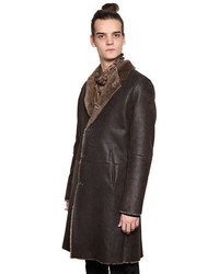 John Varvatos Leather Coat With Shearling Interior
