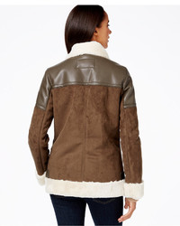 MICHAEL Michael Kors Michl Michl Kors Faux Leather Trim Faux Shearling Moto Jacket