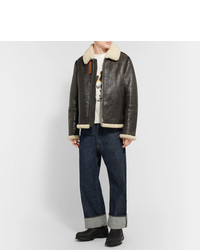 Acne Studios Shearling Lined Textured Leather Jacket