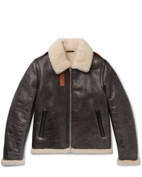 Acne Studios Shearling Lined Textured Leather Jacket