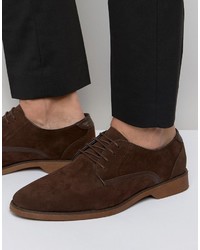 Asos Lace Up Shoes In Brown Suedette With Contrast Details