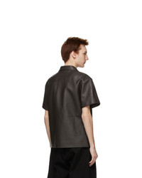 Bottega Veneta Brown Leather Short Sleeve Shirt